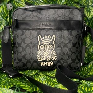 Coach Black Keith Haring Charles Messenger Bag with Owl Motif